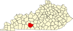 Map of Kentucky highlighting Warren County